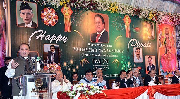 Prime Minister Nawaz Sharif celebrated Diwali-Holi with Hindu community.